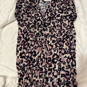 Torrid Pink and Black Ruched Tie Front Sundress